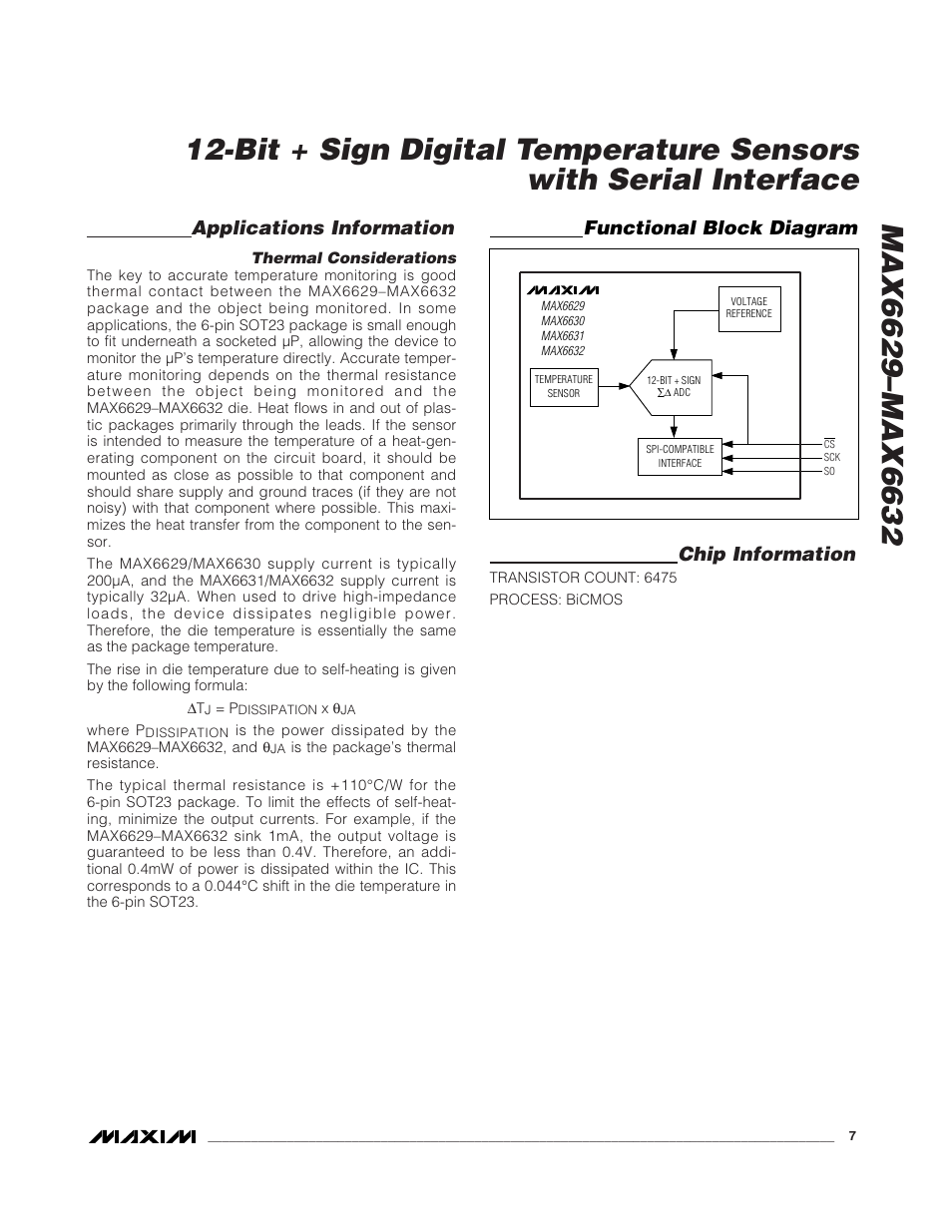 Applications information, Chip information, Functional block diagram | Rainbow Electronics MAX6632 User Manual | Page 7 / 8