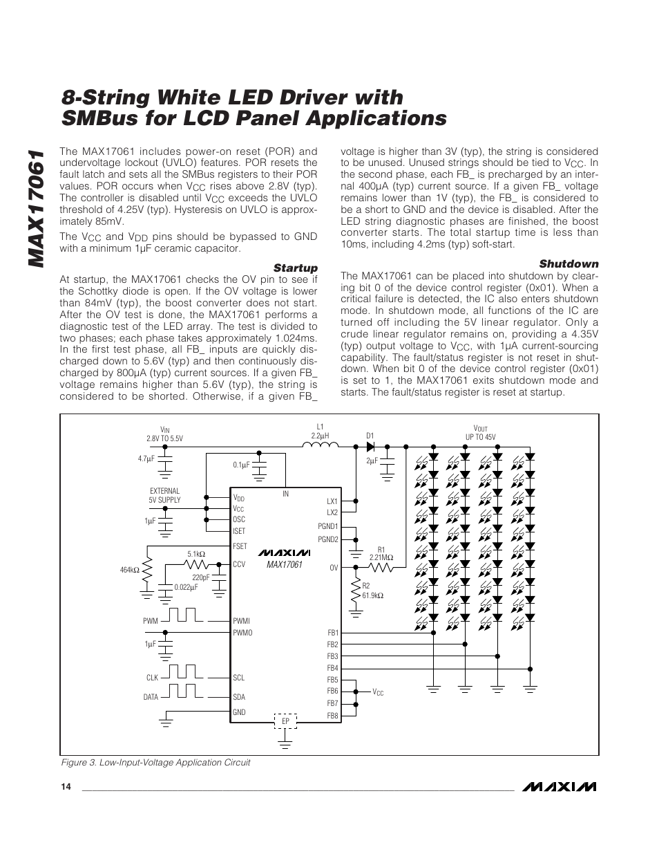 Startup, Shutdown | Rainbow Electronics MAX17061 User Manual | Page 14 / 26