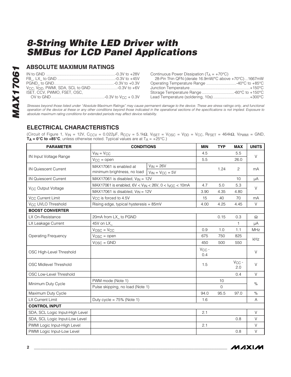 Rainbow Electronics MAX17061 User Manual | Page 2 / 26