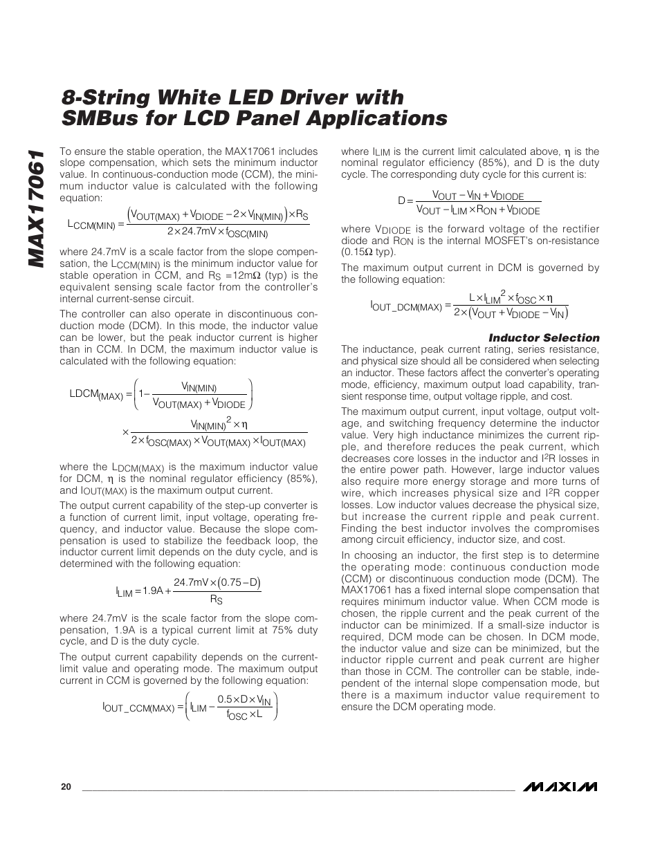 Rainbow Electronics MAX17061 User Manual | Page 20 / 26