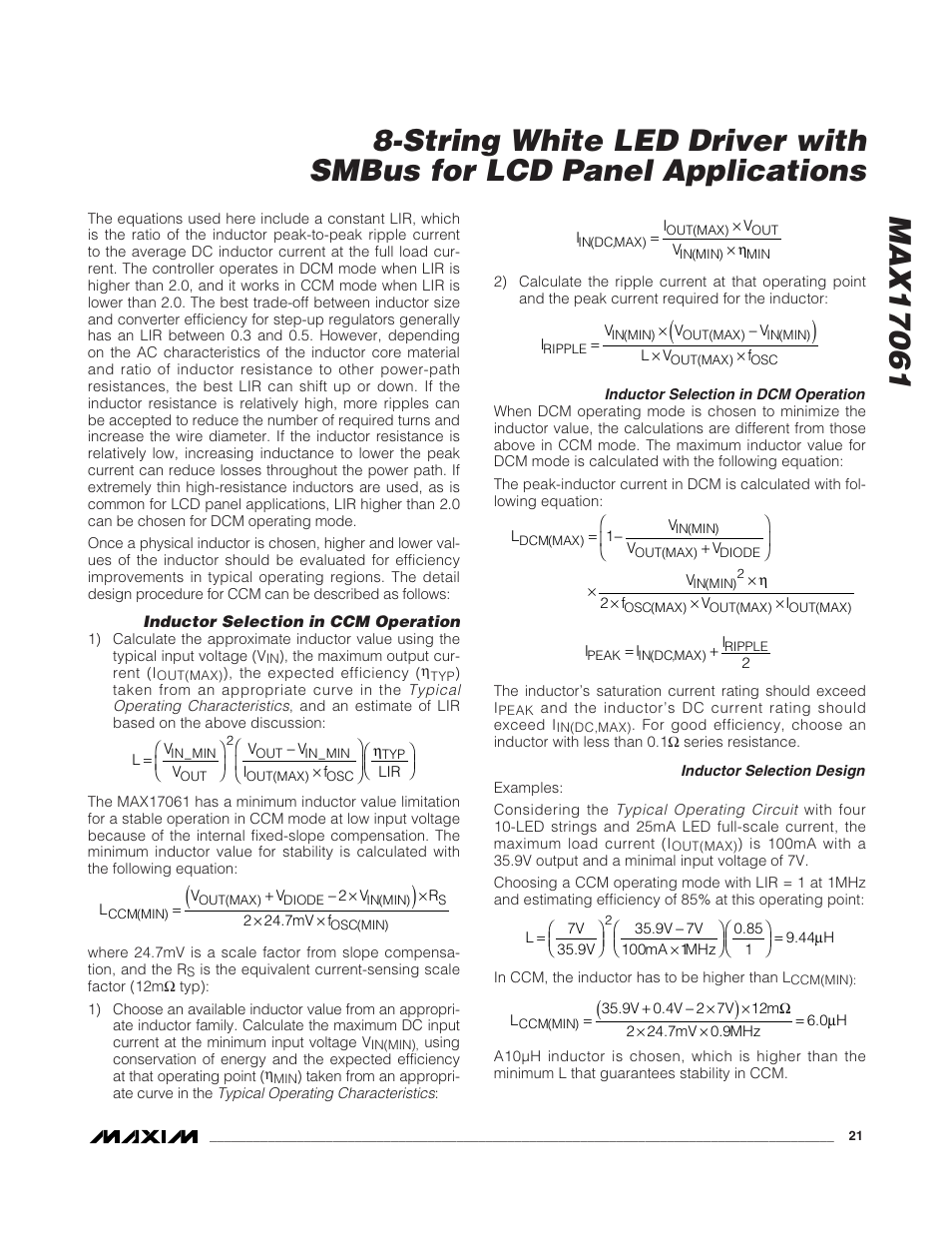 Rainbow Electronics MAX17061 User Manual | Page 21 / 26