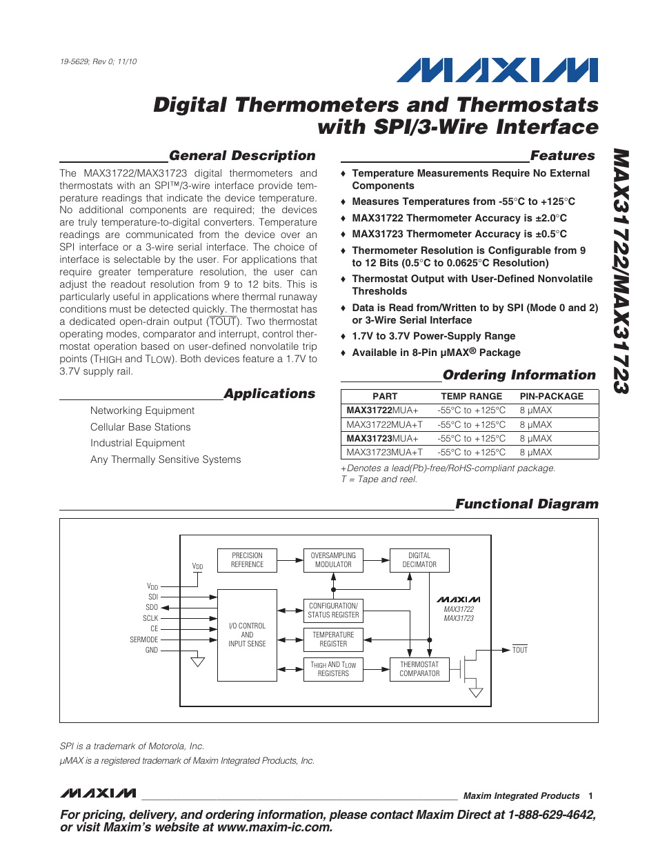 Rainbow Electronics MAX31723 User Manual | 15 pages