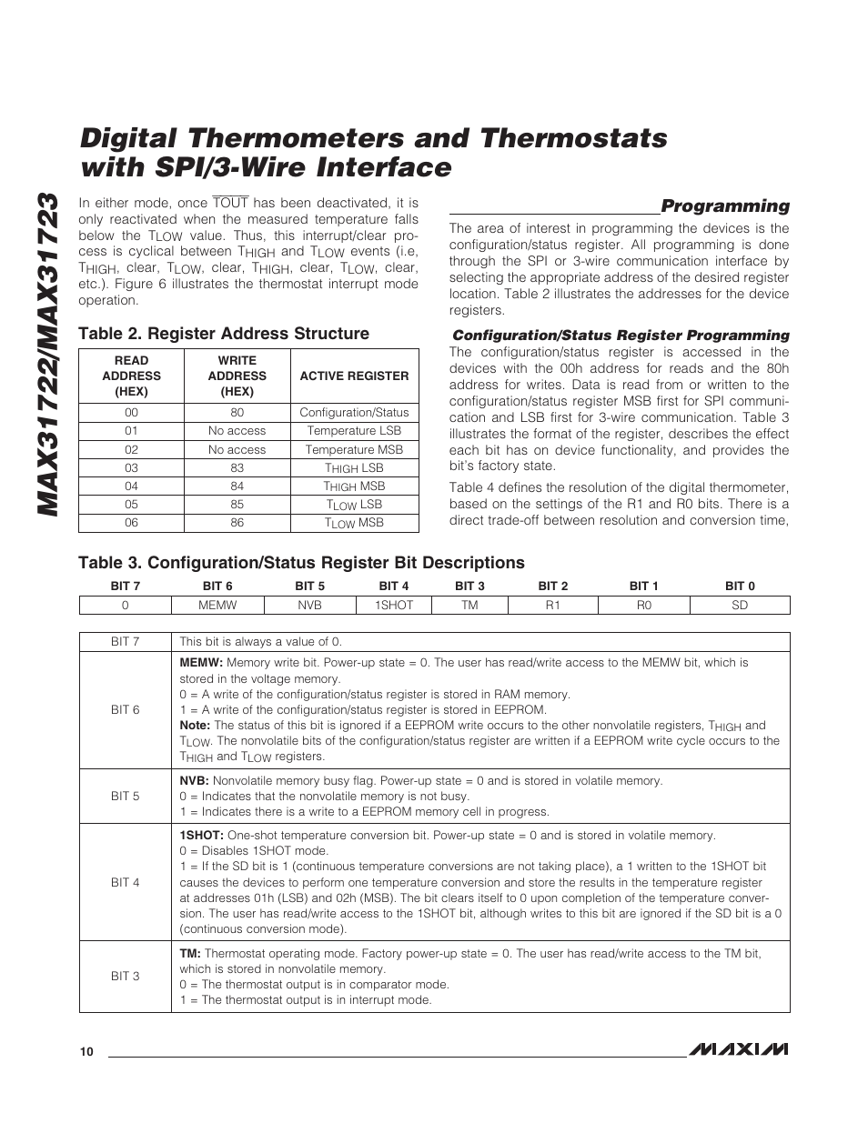 Programming | Rainbow Electronics MAX31723 User Manual | Page 10 / 15