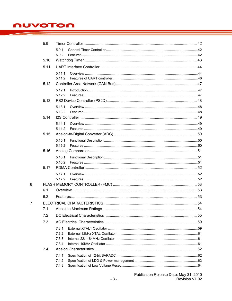 Nuc130 series data sheet | Rainbow Electronics NUC130 User Manual | Page 3 / 71