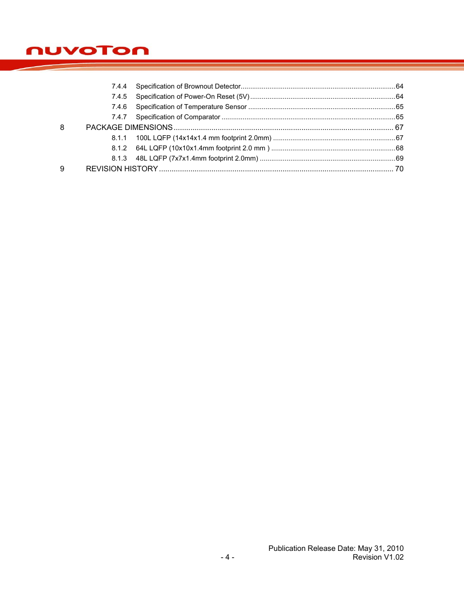 Nuc130 series data sheet | Rainbow Electronics NUC130 User Manual | Page 4 / 71