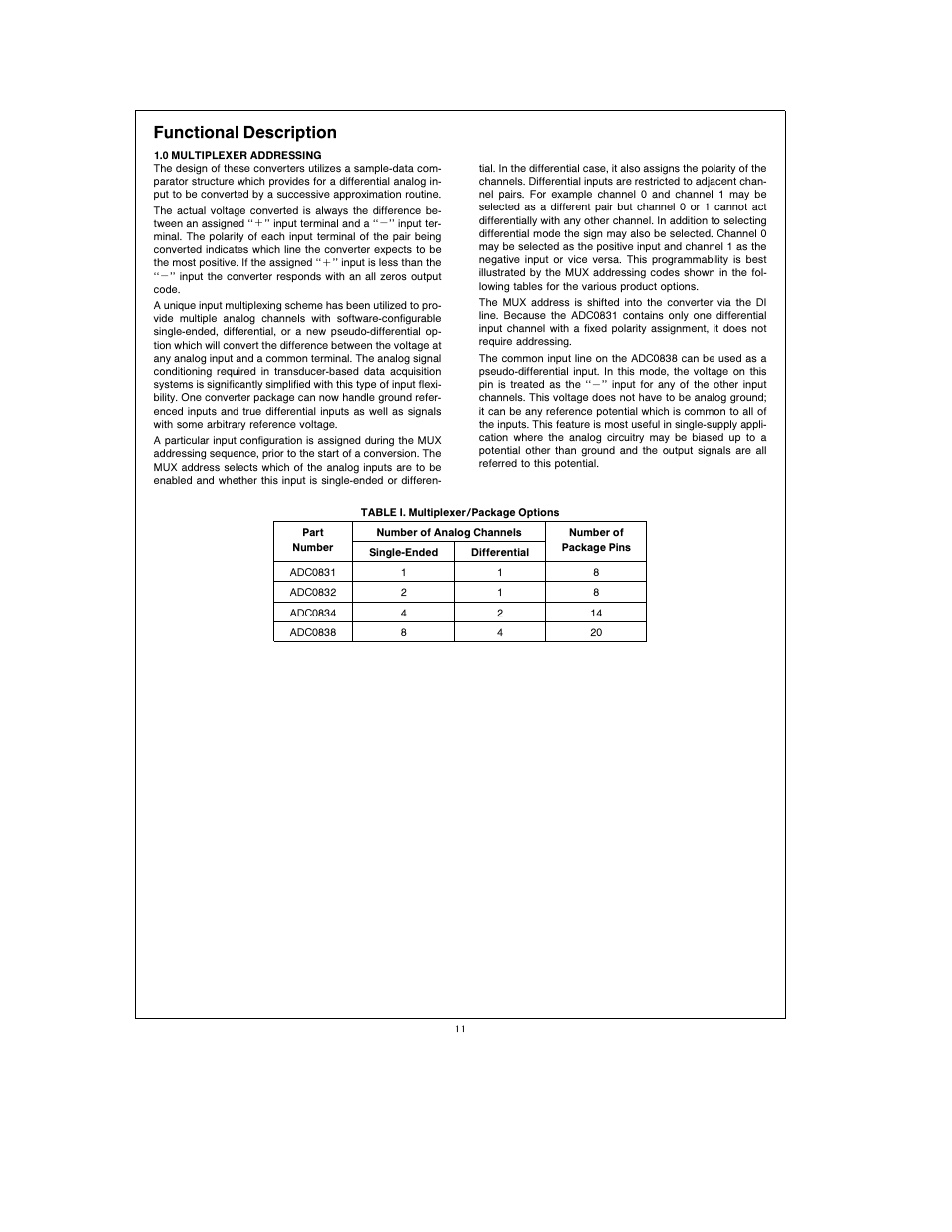 Functional description | Rainbow Electronics ADC0838 User Manual | Page 11 / 32