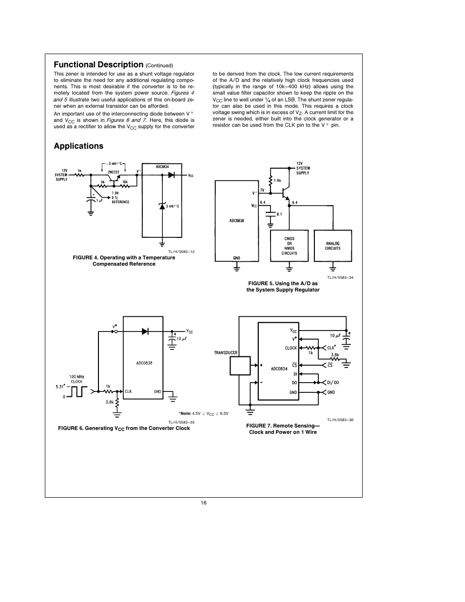 Functional description, Applications | Rainbow Electronics ADC0838 User Manual | Page 16 / 32