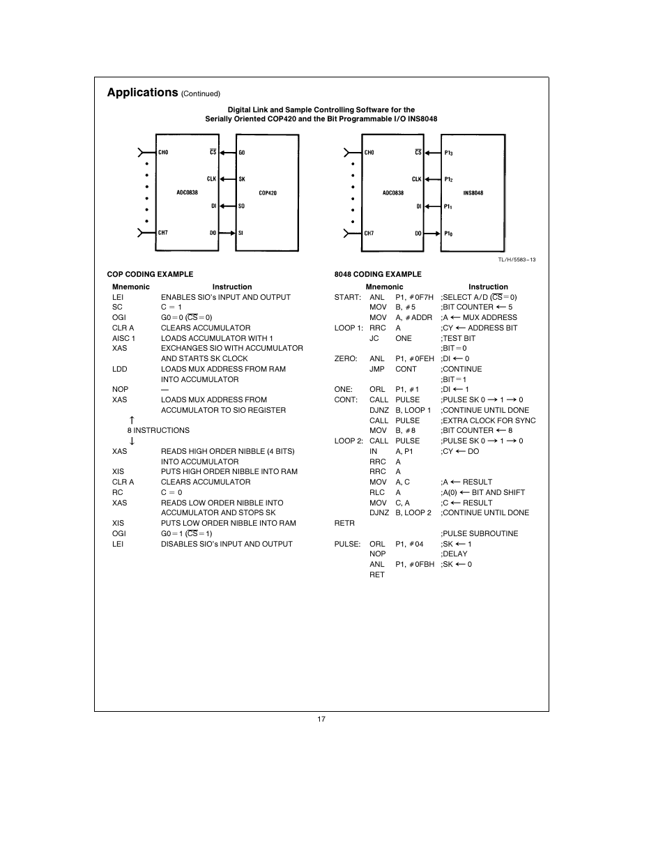 Applications | Rainbow Electronics ADC0838 User Manual | Page 17 / 32