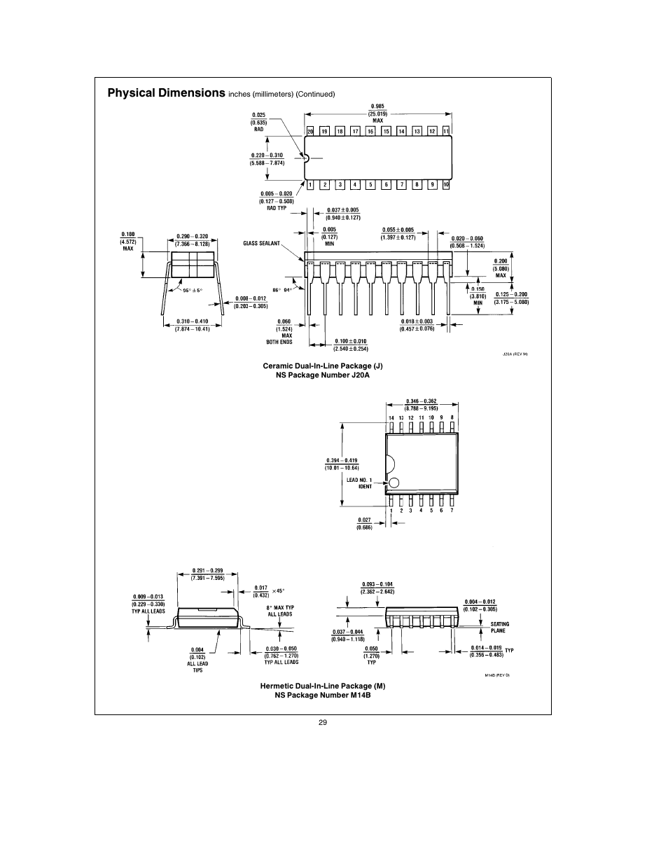 Physical dimensions | Rainbow Electronics ADC0838 User Manual | Page 29 / 32