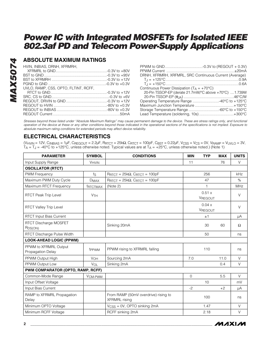 Rainbow Electronics MAX5074 User Manual | Page 2 / 13