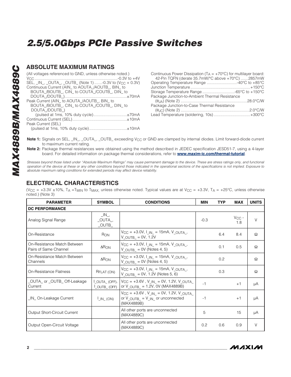 Rainbow Electronics MAX4889C User Manual | Page 2 / 11