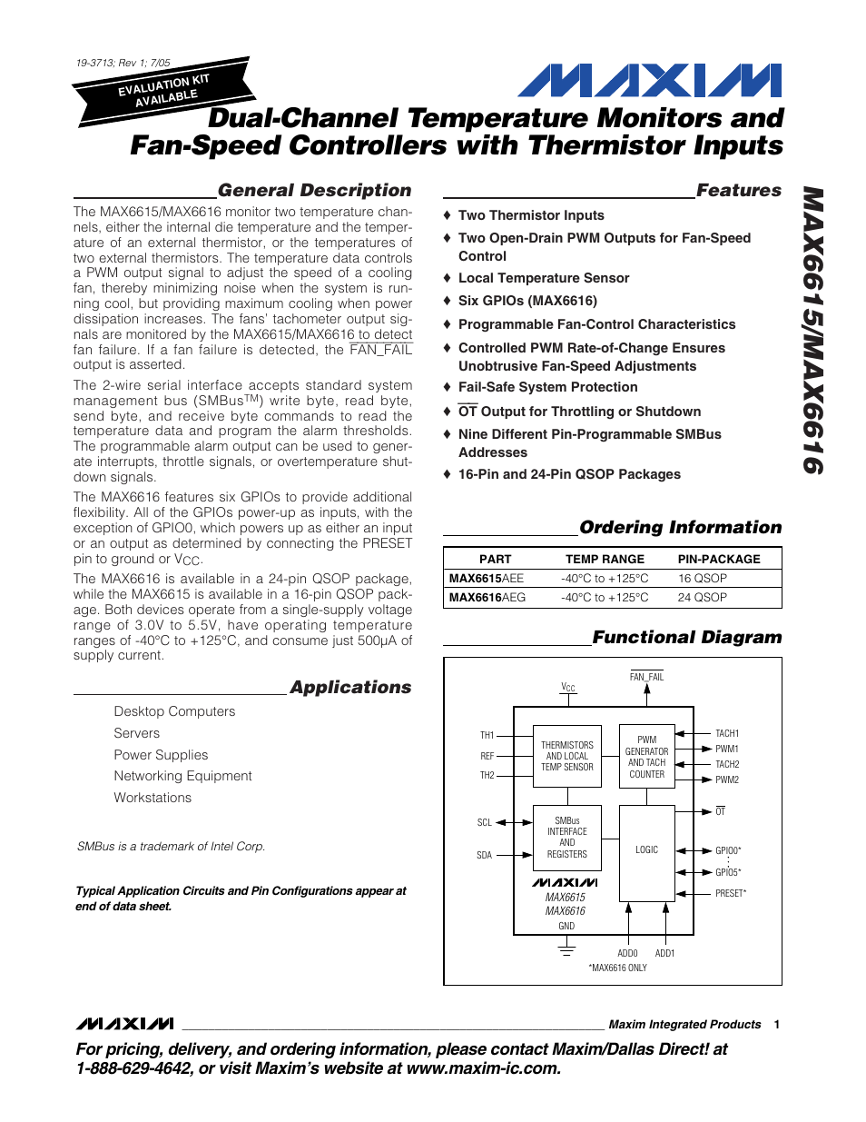 Rainbow Electronics MAX6616 User Manual | 20 pages