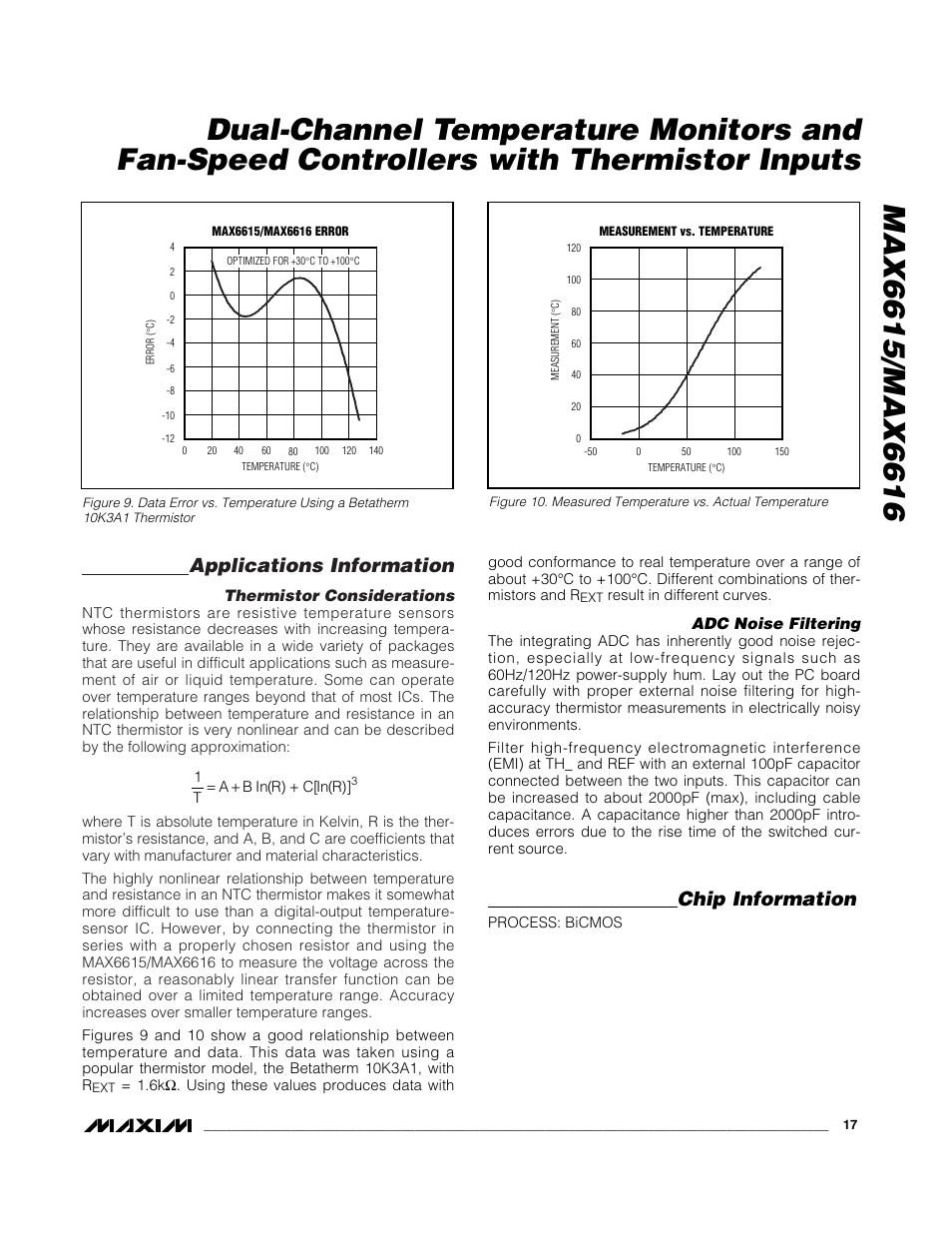 Applications information, Chip information | Rainbow Electronics MAX6616 User Manual | Page 17 / 20