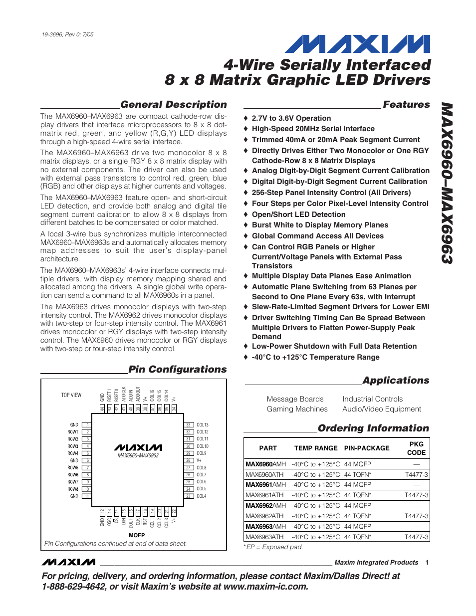 Rainbow Electronics MAX6963 User Manual | 34 pages