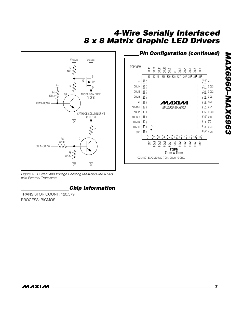 Chip information, Pin configuration (continued) | Rainbow Electronics MAX6963 User Manual | Page 31 / 34