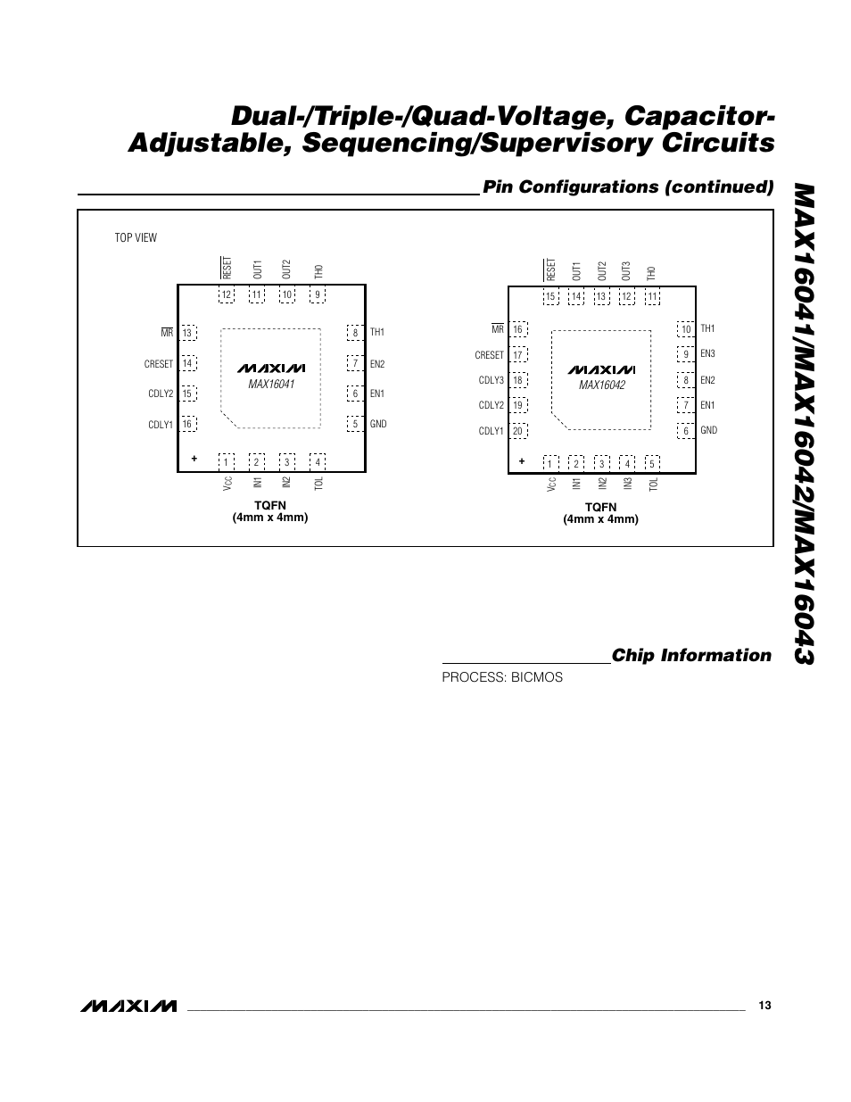 Pin configurations (continued) chip information | Rainbow Electronics MAX16043 User Manual | Page 13 / 15