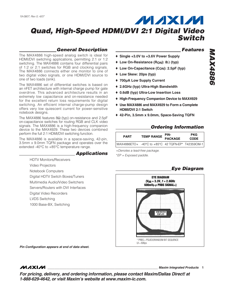 Rainbow Electronics MAX4886 User Manual | 12 pages