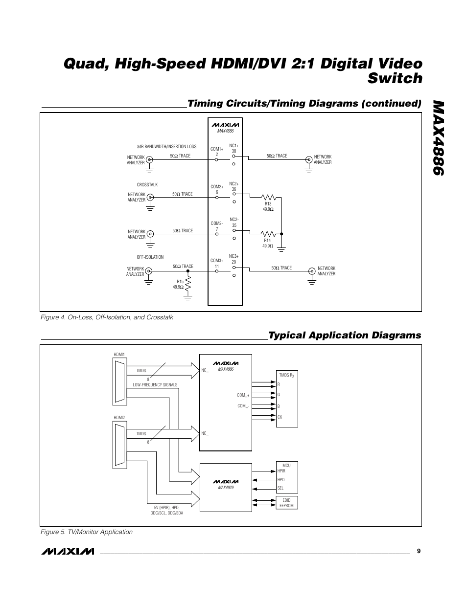 Timing circuits/timing diagrams (continued), Typical application diagrams | Rainbow Electronics MAX4886 User Manual | Page 9 / 12