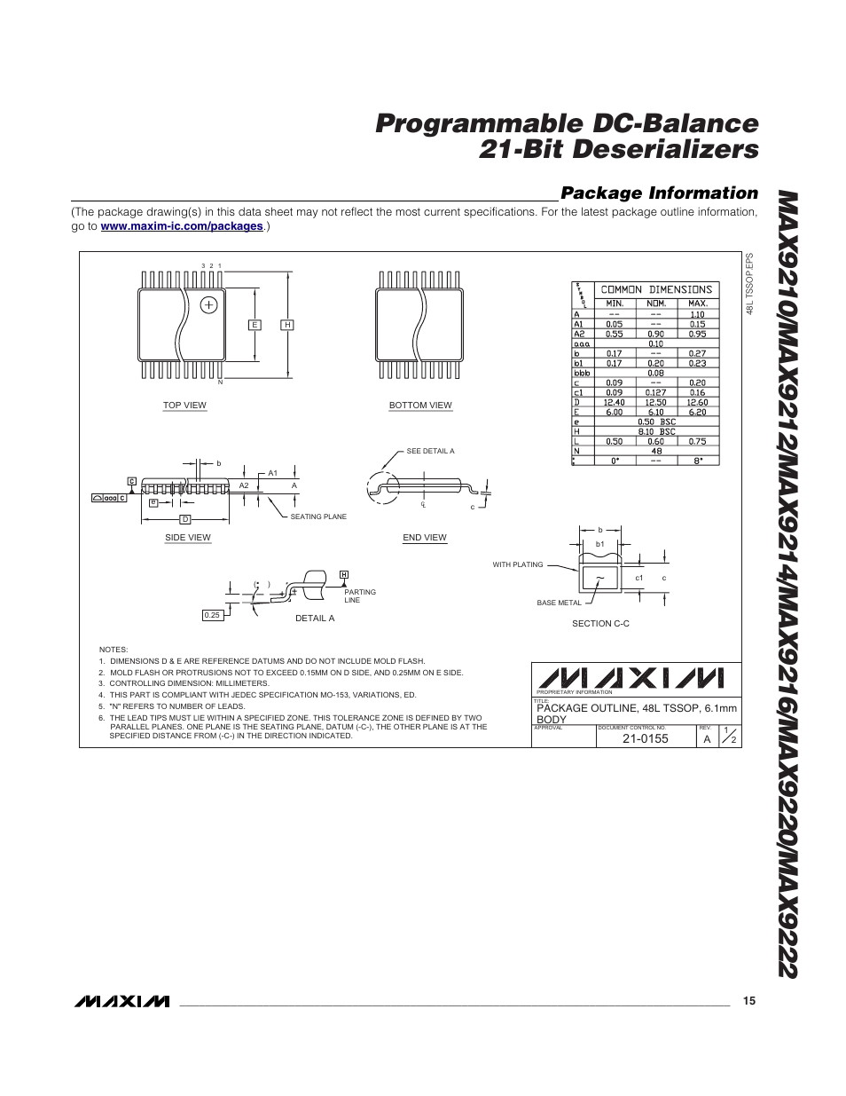 Package information | Rainbow Electronics MAX9216 User Manual | Page 15 / 17