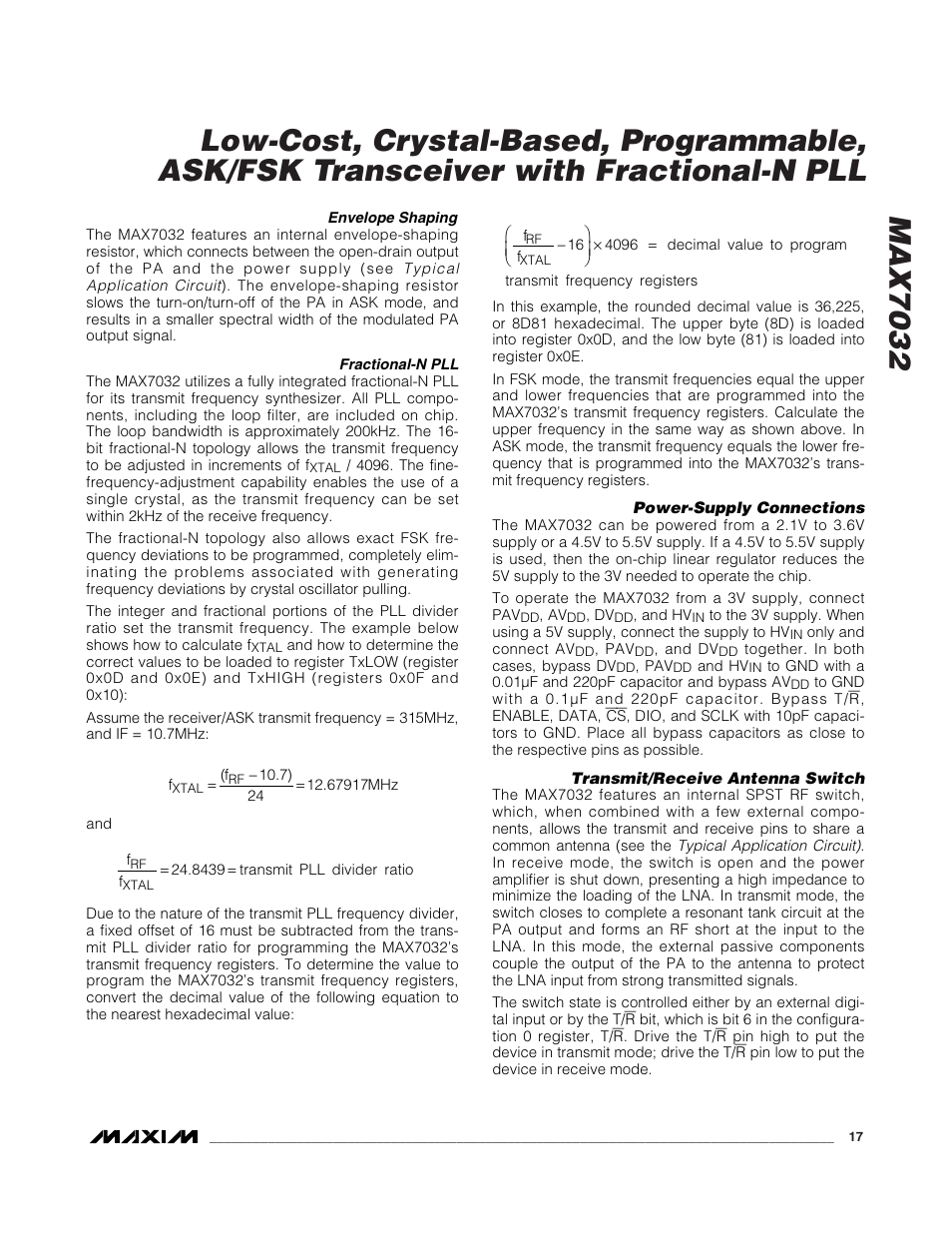 Rainbow Electronics MAX7032 User Manual | Page 17 / 32