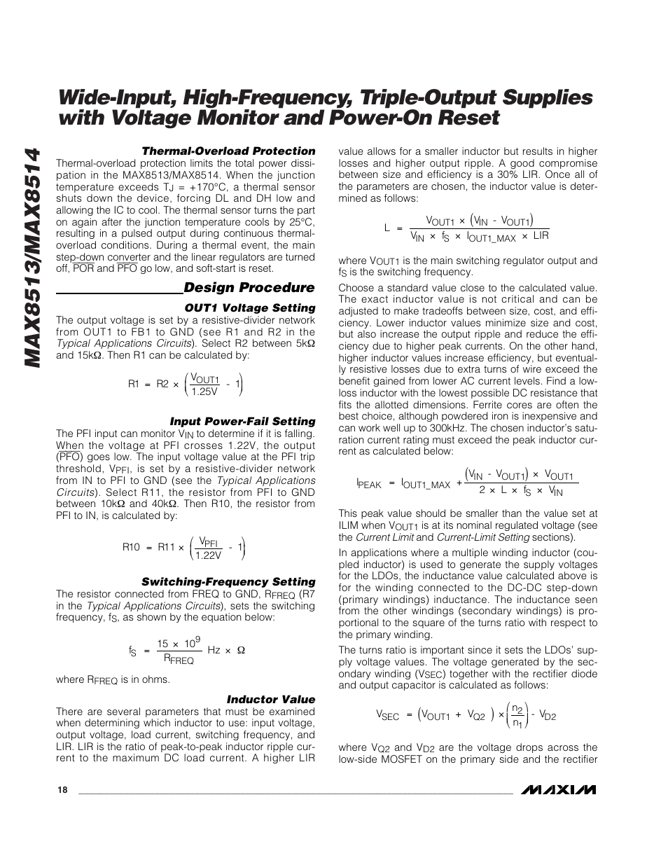 Design procedure | Rainbow Electronics MAX8514 User Manual | Page 18 / 35