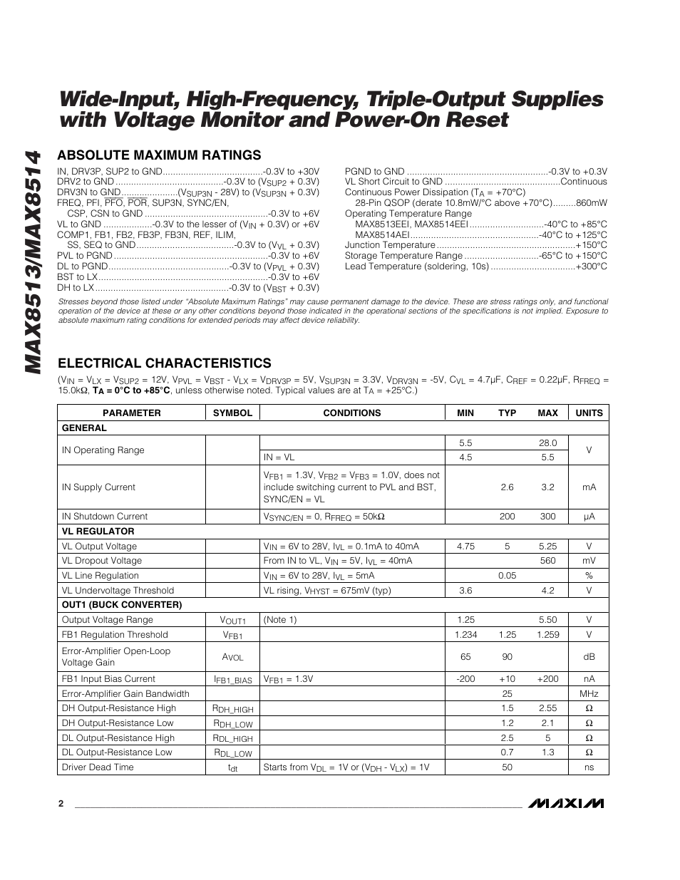 Rainbow Electronics MAX8514 User Manual | Page 2 / 35