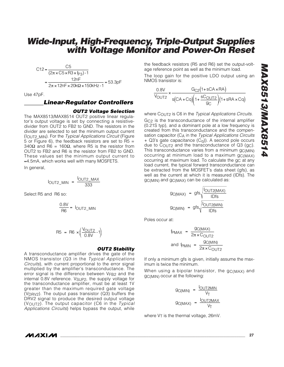 Linear-regulator controllers | Rainbow Electronics MAX8514 User Manual | Page 27 / 35