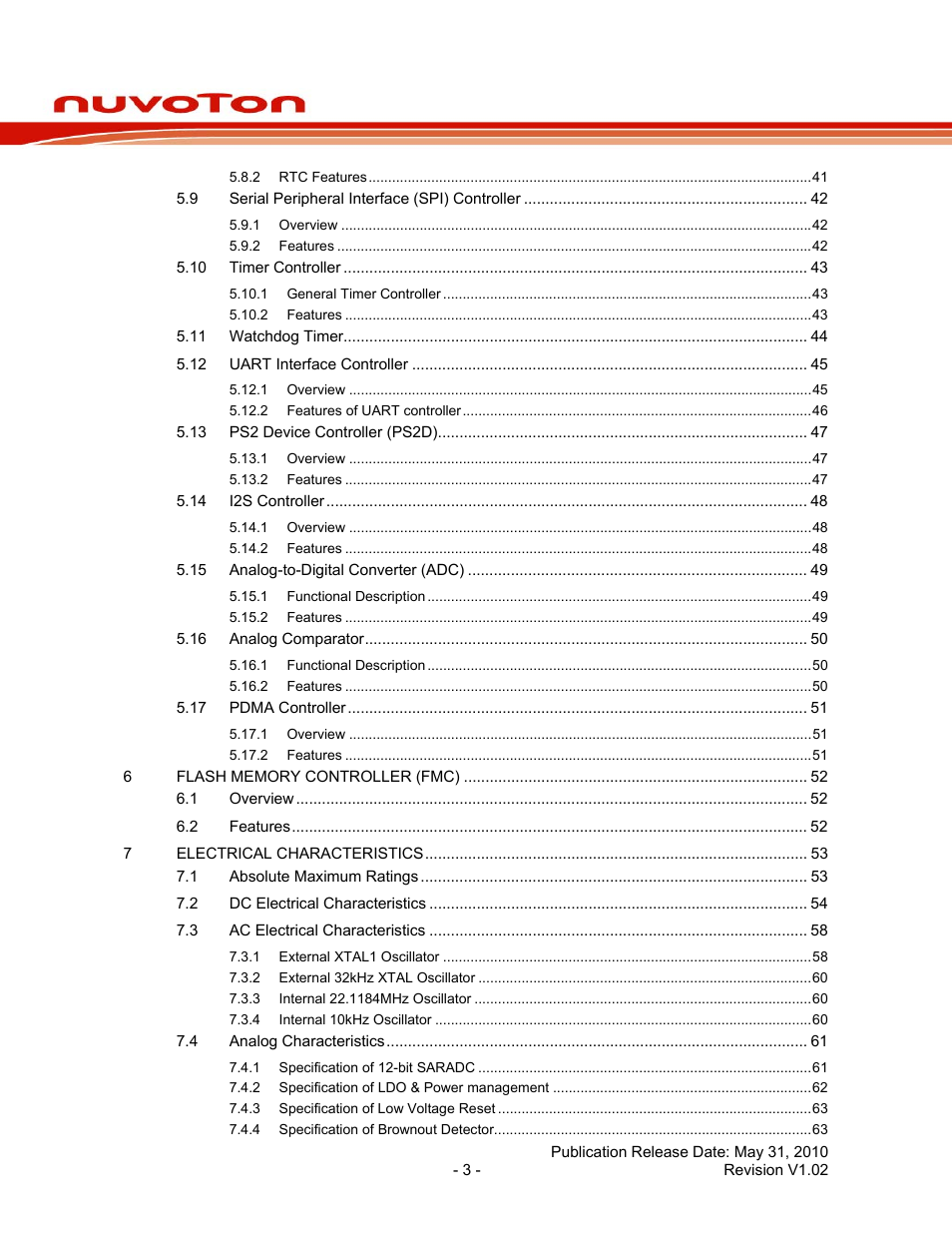 Nuc120 series data sheet | Rainbow Electronics NUC120 User Manual | Page 3 / 71