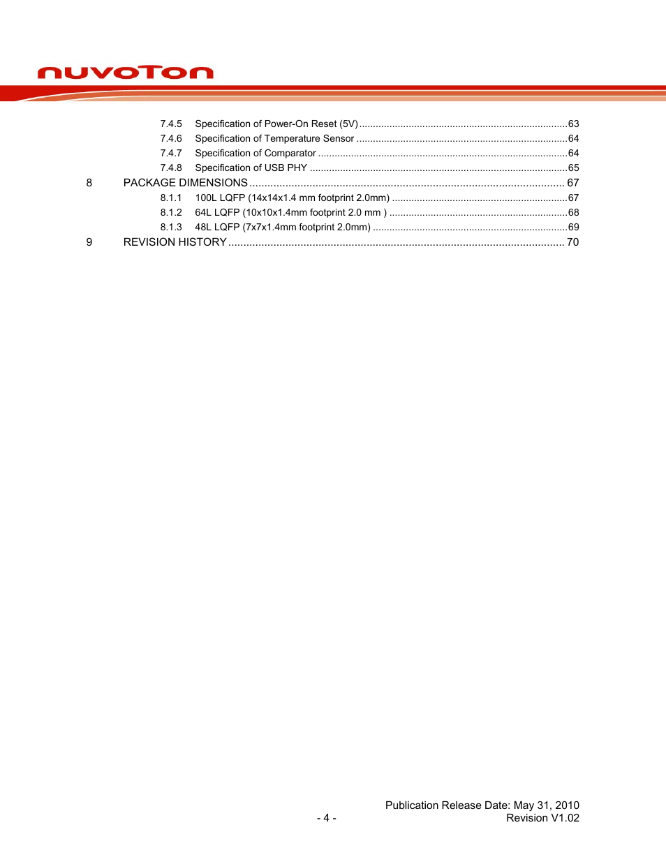 Nuc120 series data sheet | Rainbow Electronics NUC120 User Manual | Page 4 / 71