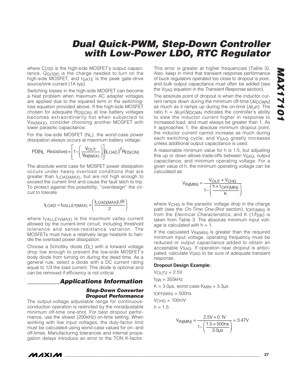 Applications information | Rainbow Electronics MAX17101 User Manual | Page 27 / 30