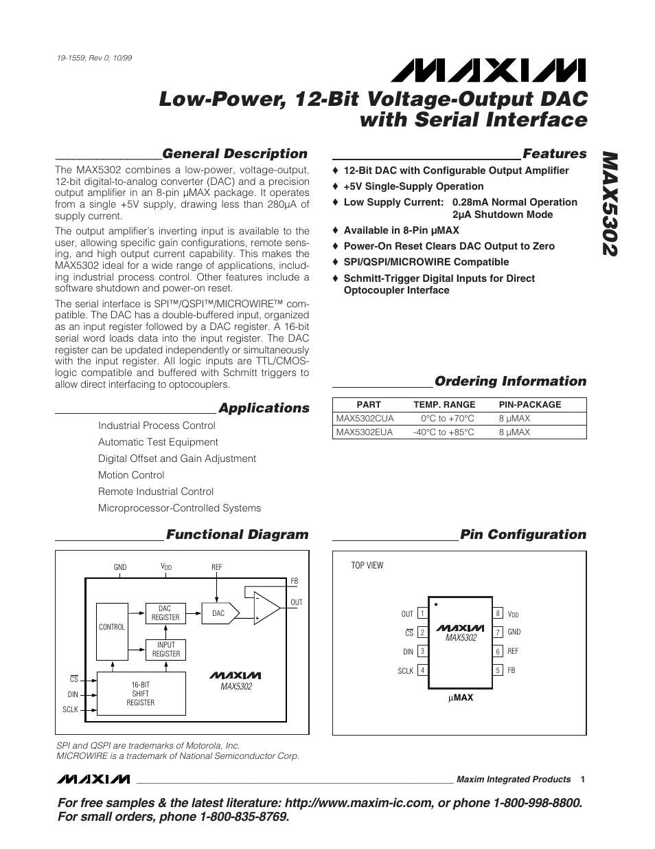 Rainbow Electronics MAX5302 User Manual | 12 pages