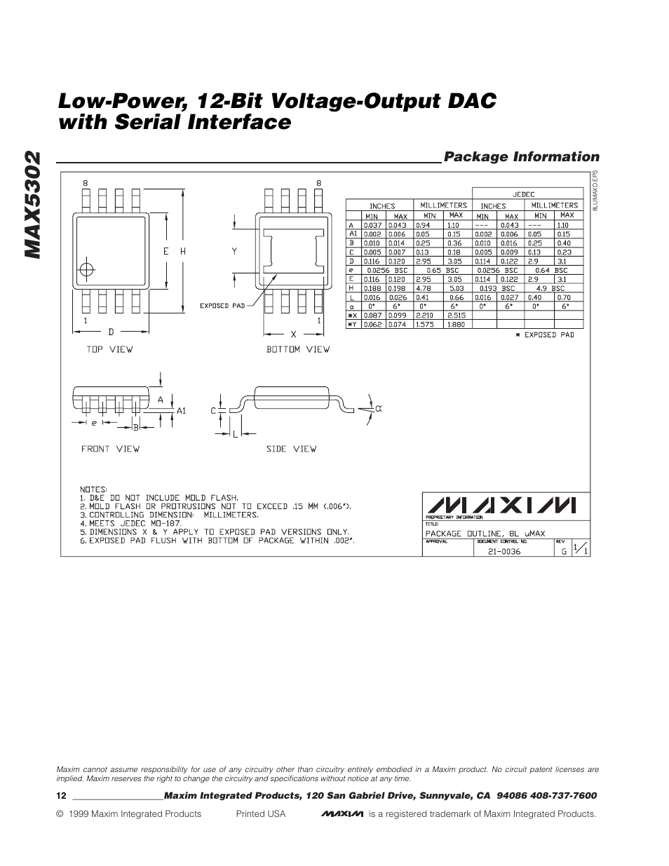 Max5302 | Rainbow Electronics MAX5302 User Manual | Page 12 / 12