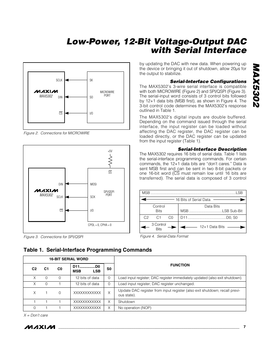 Table 1. serial-interface programming commands | Rainbow Electronics MAX5302 User Manual | Page 7 / 12