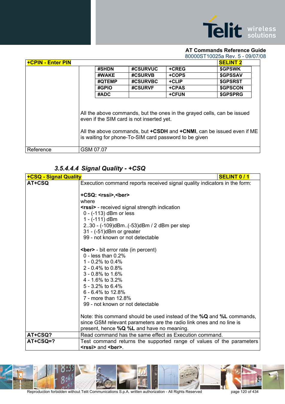 4 signal quality - +csq | Rainbow Electronics GM862-QUAD-PY User Manual | Page 120 / 434