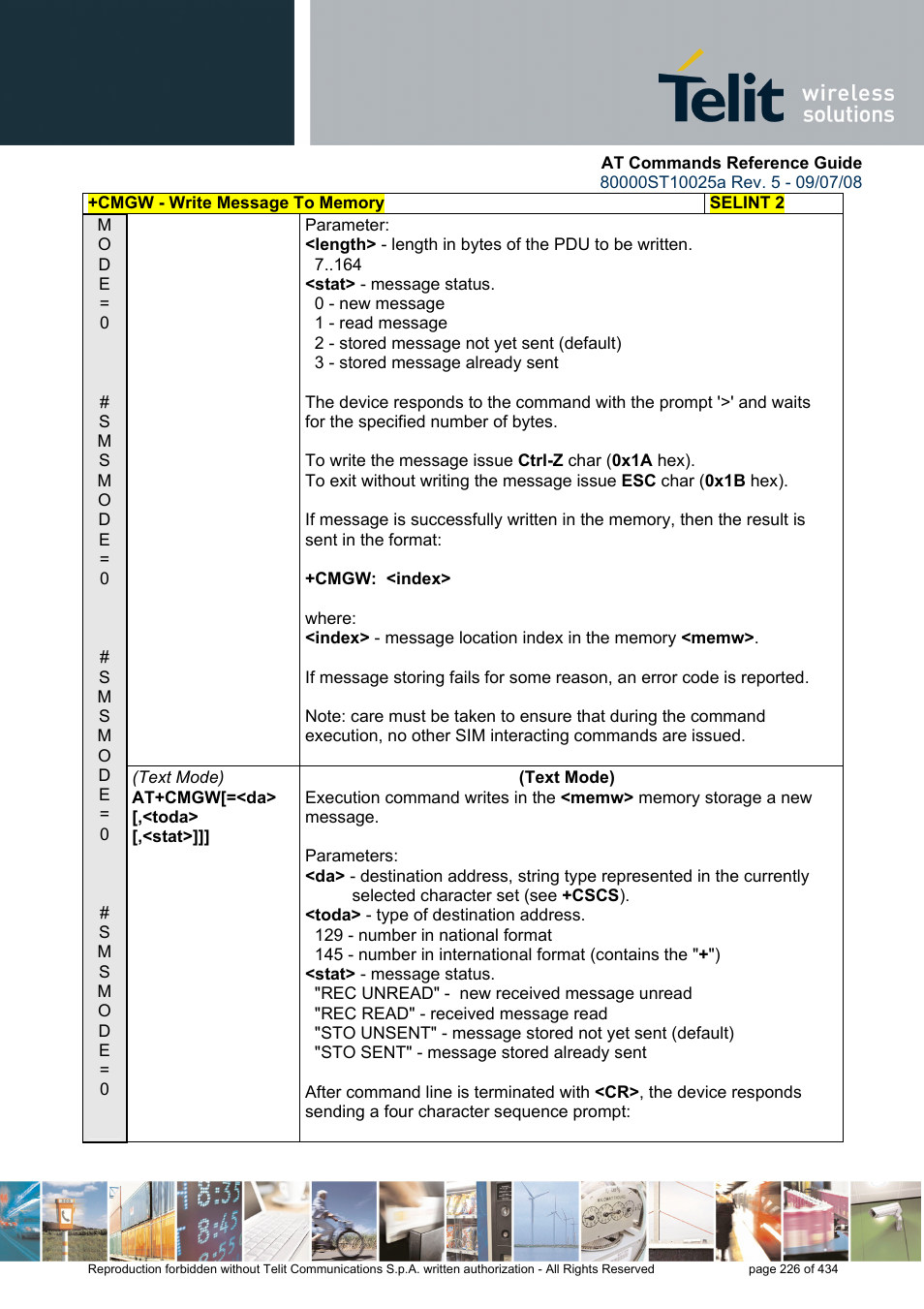Rainbow Electronics GM862-QUAD-PY User Manual | Page 226 / 434