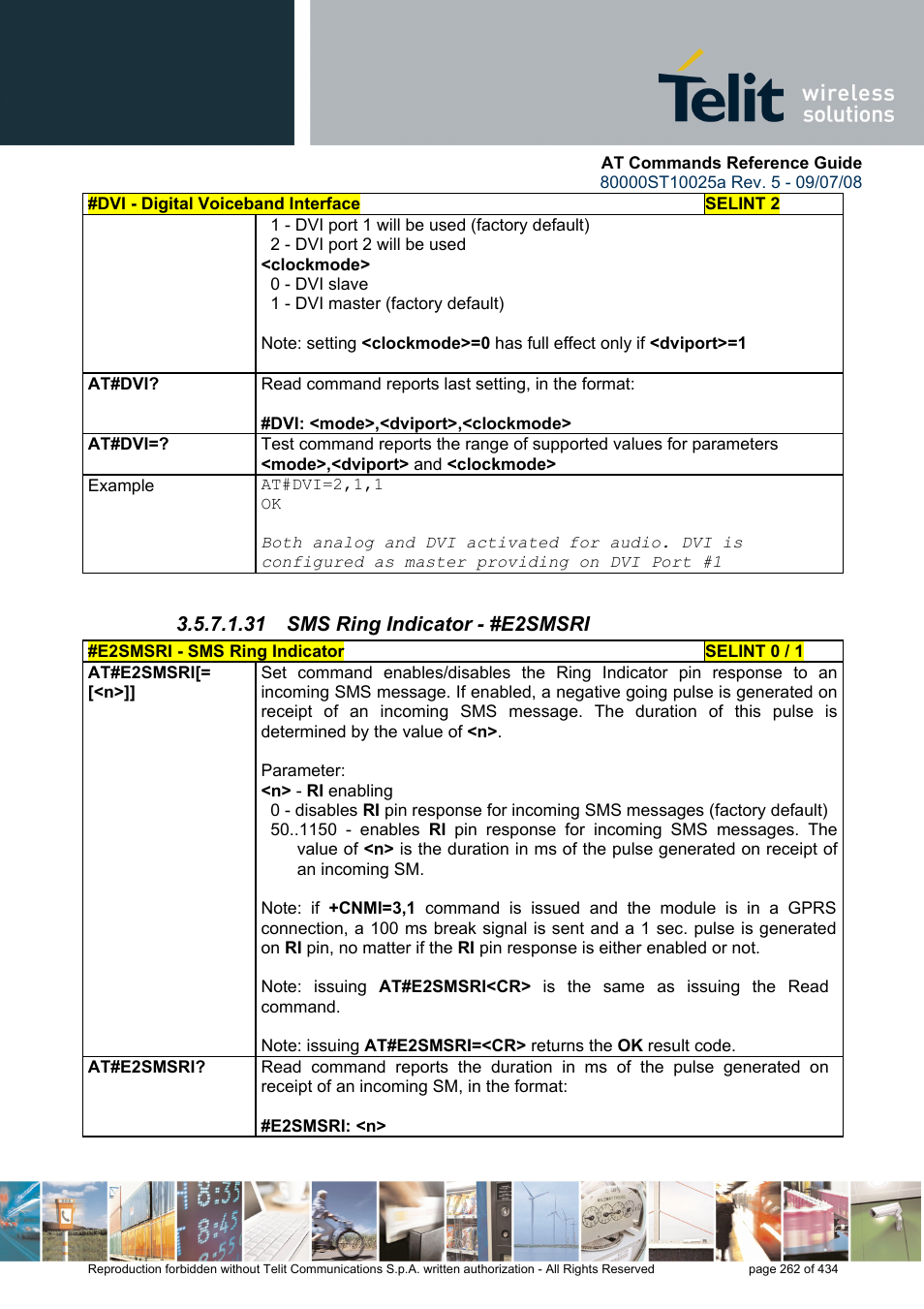 31 sms ring indicator - #e2smsri | Rainbow Electronics GM862-QUAD-PY User Manual | Page 262 / 434