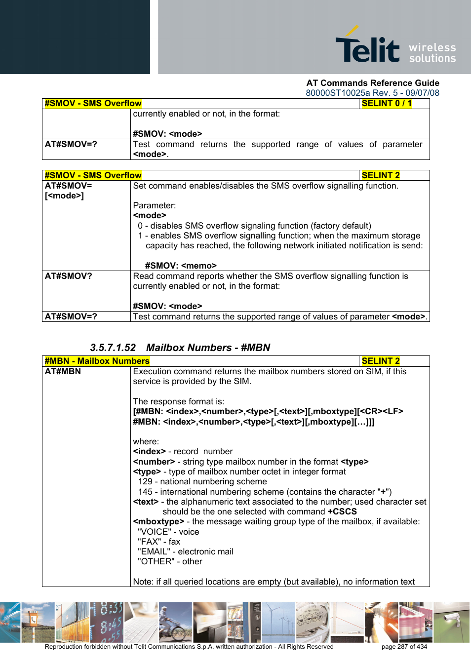 52 mailbox numbers - #mbn | Rainbow Electronics GM862-QUAD-PY User Manual | Page 287 / 434