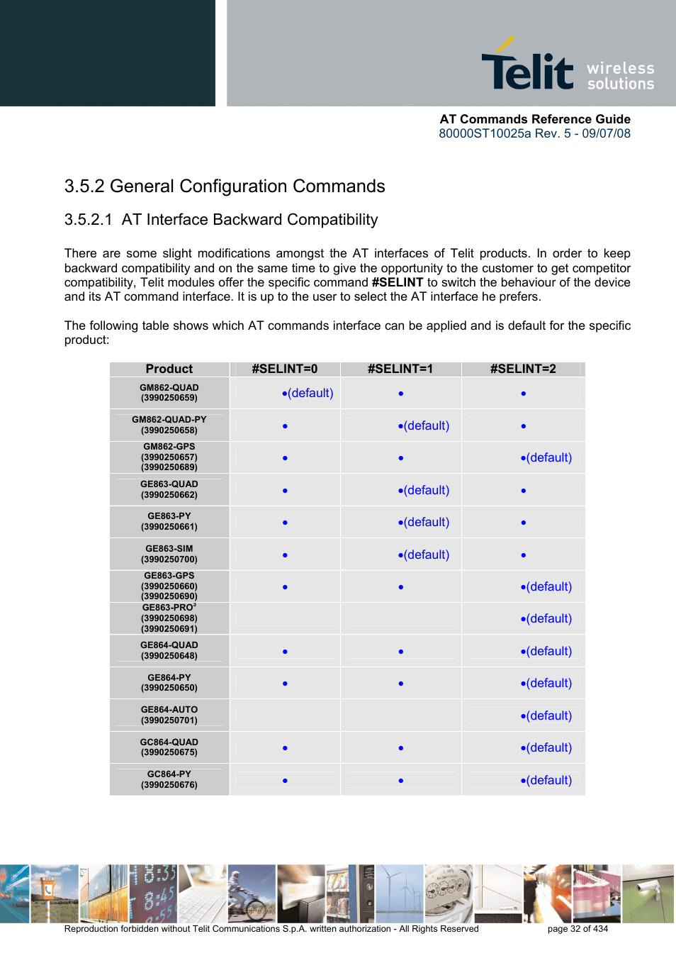 2 general configuration commands, 1 at interface backward compatibility | Rainbow Electronics GM862-QUAD-PY User Manual | Page 32 / 434