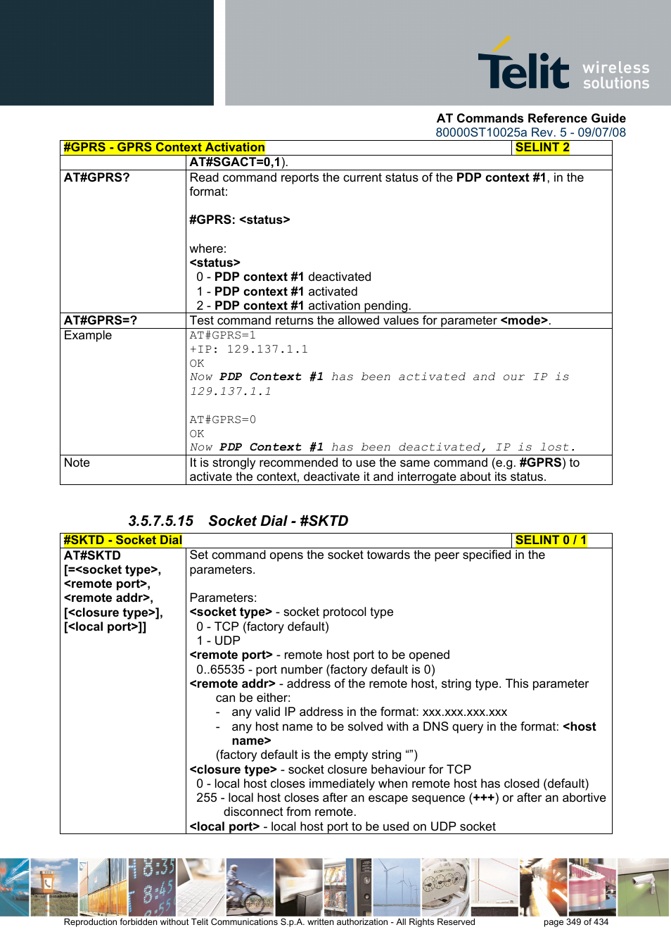 15 socket dial - #sktd | Rainbow Electronics GM862-QUAD-PY User Manual | Page 349 / 434
