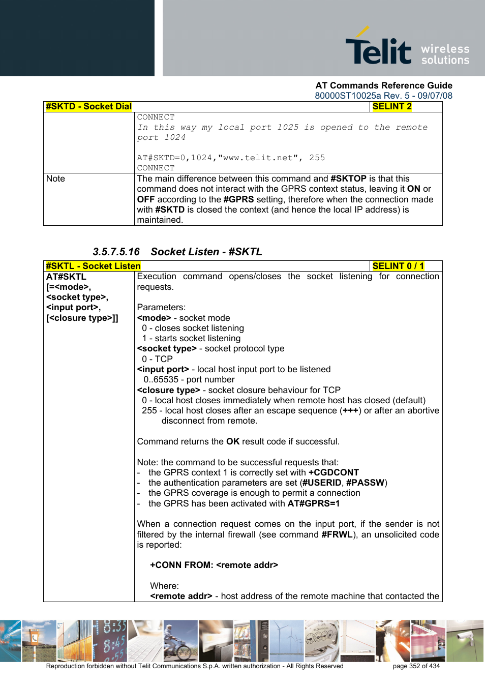 16 socket listen - #sktl | Rainbow Electronics GM862-QUAD-PY User Manual | Page 352 / 434