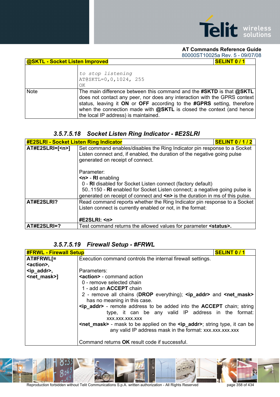 18 socket listen ring indicator - #e2slri, 19 firewall setup - #frwl | Rainbow Electronics GM862-QUAD-PY User Manual | Page 358 / 434