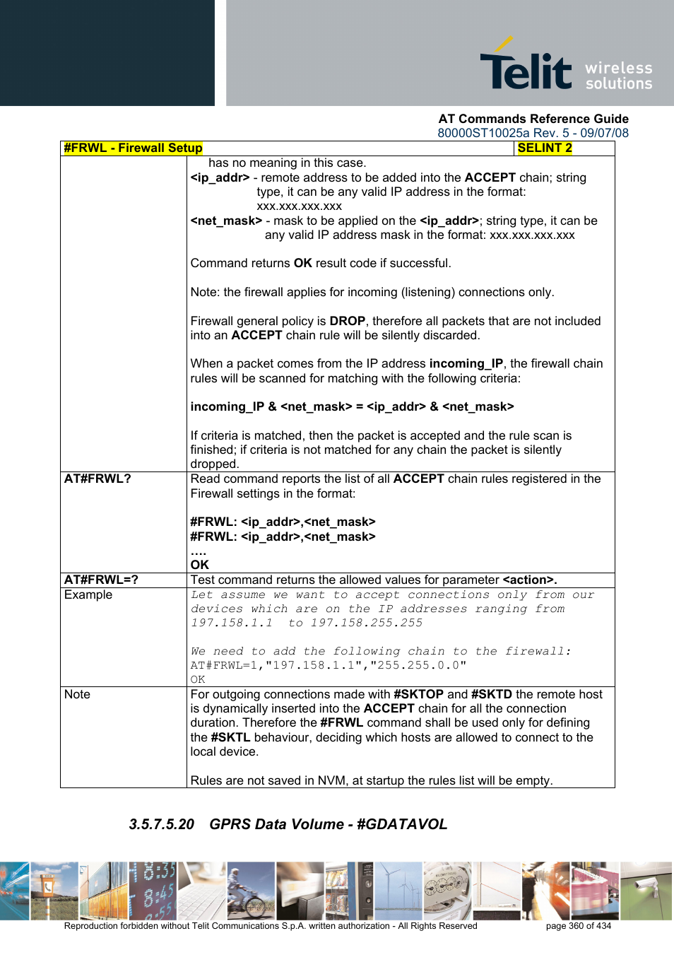 20 gprs data volume - #gdatavol | Rainbow Electronics GM862-QUAD-PY User Manual | Page 360 / 434