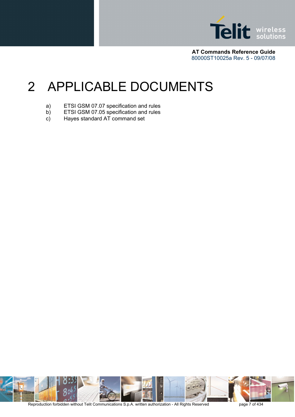 2 applicable documents, Applicable documents | Rainbow Electronics GM862-QUAD-PY User Manual | Page 7 / 434