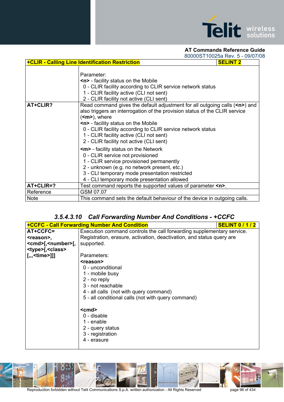 10 call forwarding number and conditions - +ccfc | Rainbow Electronics GM862-QUAD-PY User Manual | Page 96 / 434
