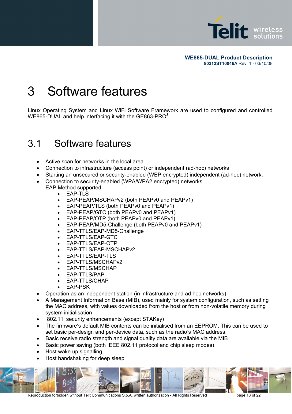 3 software features, 1 software features | Rainbow Electronics WE865-DUAL User Manual | Page 13 / 22