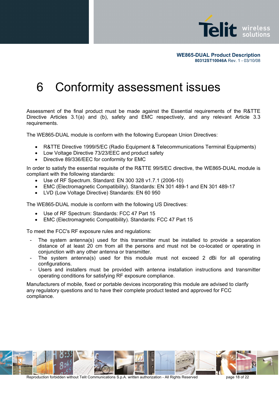 6 conformity assessment issues | Rainbow Electronics WE865-DUAL User Manual | Page 18 / 22