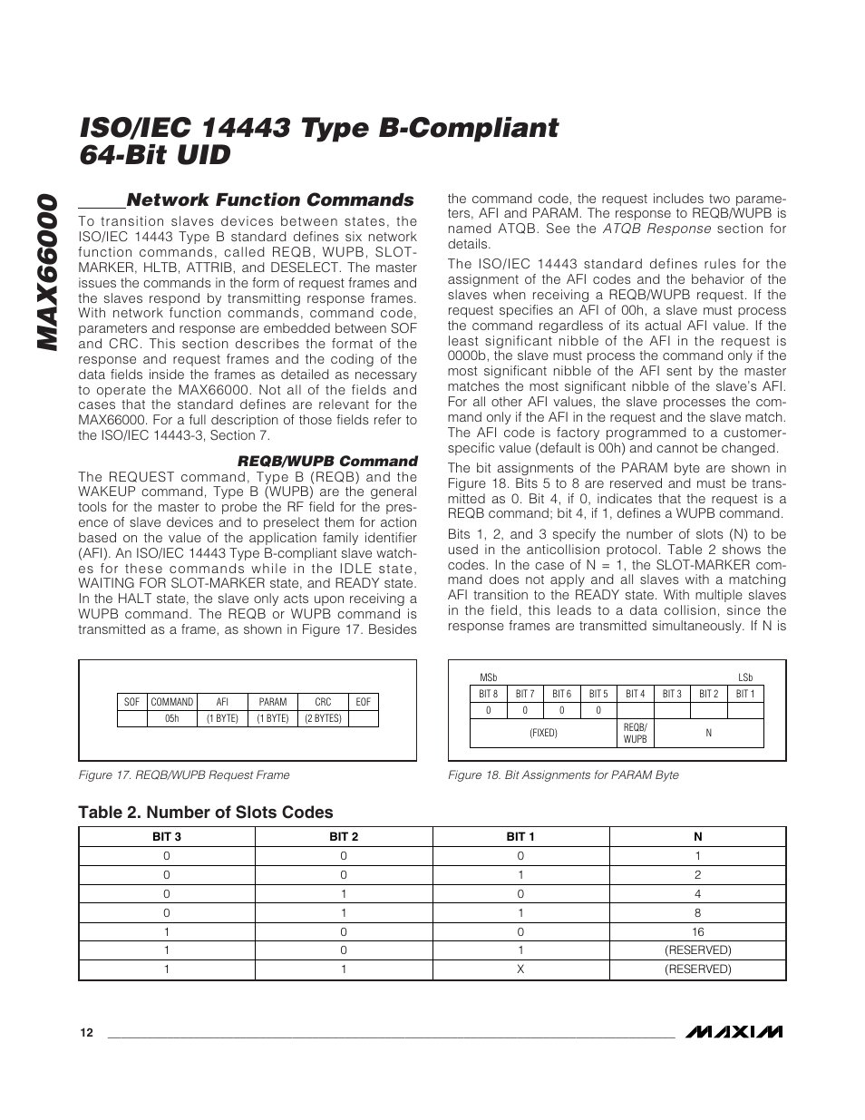 Network function commands, Table 2. number of slots codes | Rainbow Electronics MAX66000 User Manual | Page 12 / 21