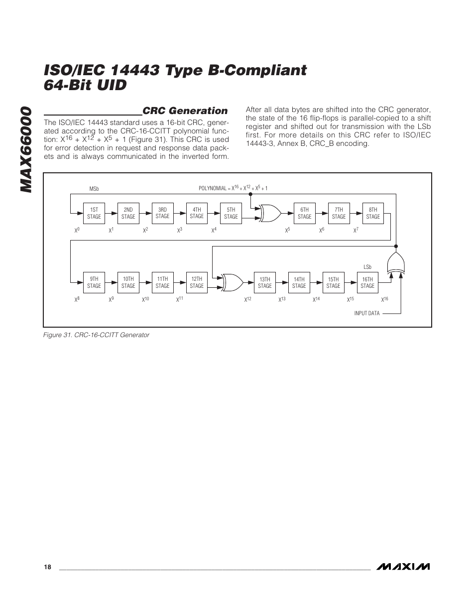 Crc generation | Rainbow Electronics MAX66000 User Manual | Page 18 / 21