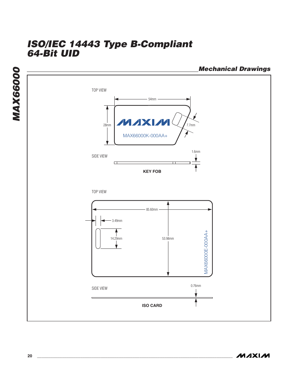 Mechanical drawings | Rainbow Electronics MAX66000 User Manual | Page 20 / 21