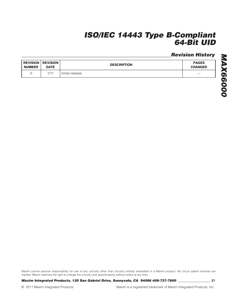 Rainbow Electronics MAX66000 User Manual | Page 21 / 21